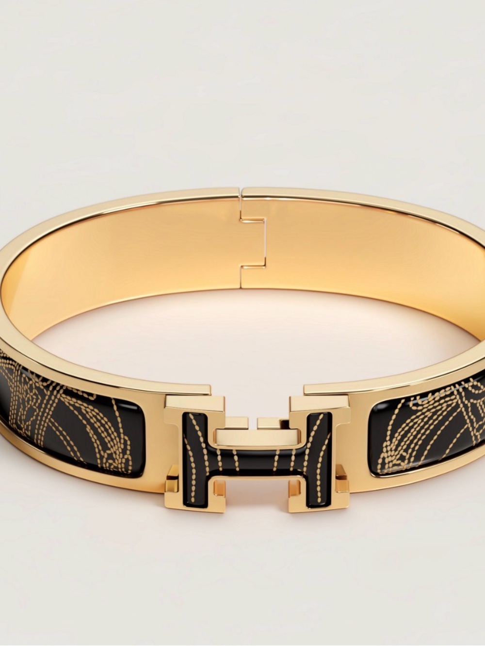 Authentic NWT Hermes H bracelet in "Brides de Gala Applique Pique"